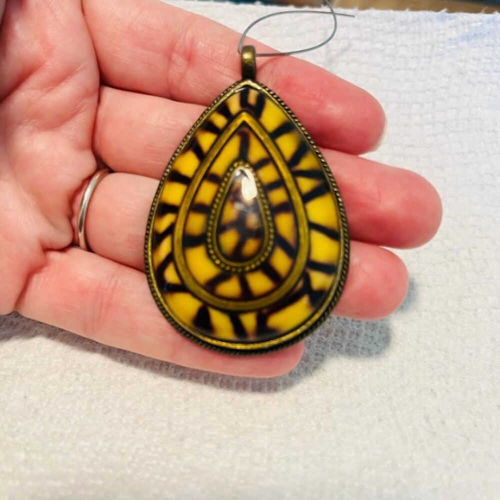 Teardrop Pendant in Bronze Casing Statement Piece